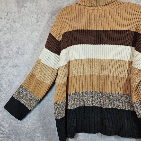 Liz Claiborne Woman Striped Turtleneck Sweater 1X Ribbed Knit career modest - Picture 10 of 14